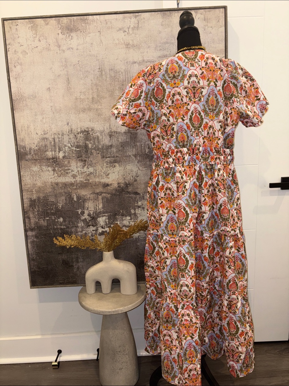 Anthropologie Floral Paisley Maxi Dress in Pink & Orange 100% Cotton - Picture 5 of 7